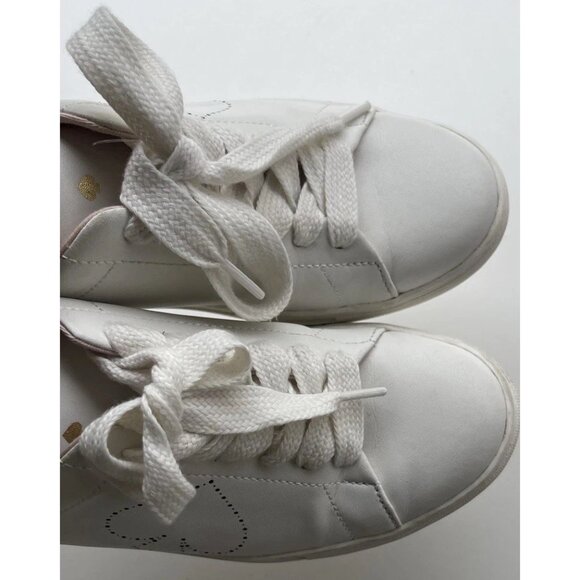 KATE SPADE Angelise White Gold Leather Lace Up Low Top Sneakers Size 8B - Picture 3 of 16